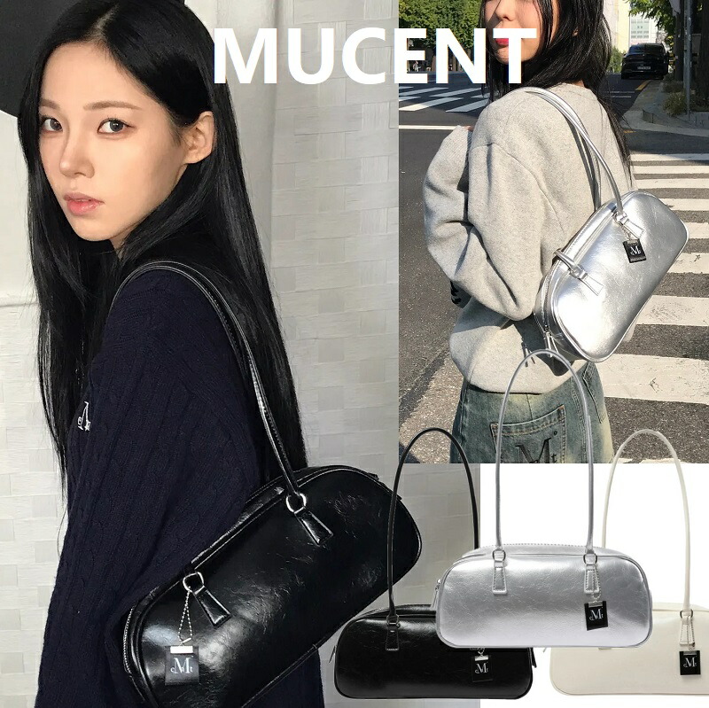 【MUCENT（ムセント）】Roman Crack Keyring Leather Shoulder Bowling Bagローマ クラックレザー キーリング付き ボウリングバッグ 3色展開 韓国人気 ユニセックス シンプル おしゃれ カジュアル トレンド バッグ｜あさひみ