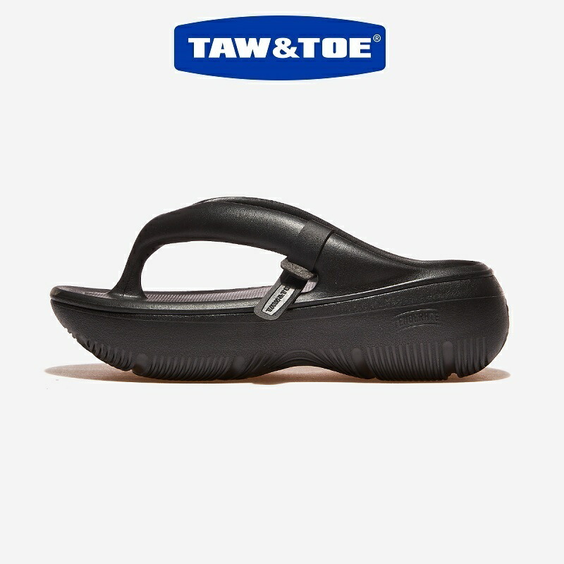 TAW&TOE (トーアンドトー) Zerovity Plumpy Black 人気 厚底トングサンダル リカバリー 6cmヒール 軽量 クッション性 おしゃれ 快適 履きやすい 夏用 ビーチサンダル スポーツサンダル ユニセックス [Size 22-25]｜あさひみ