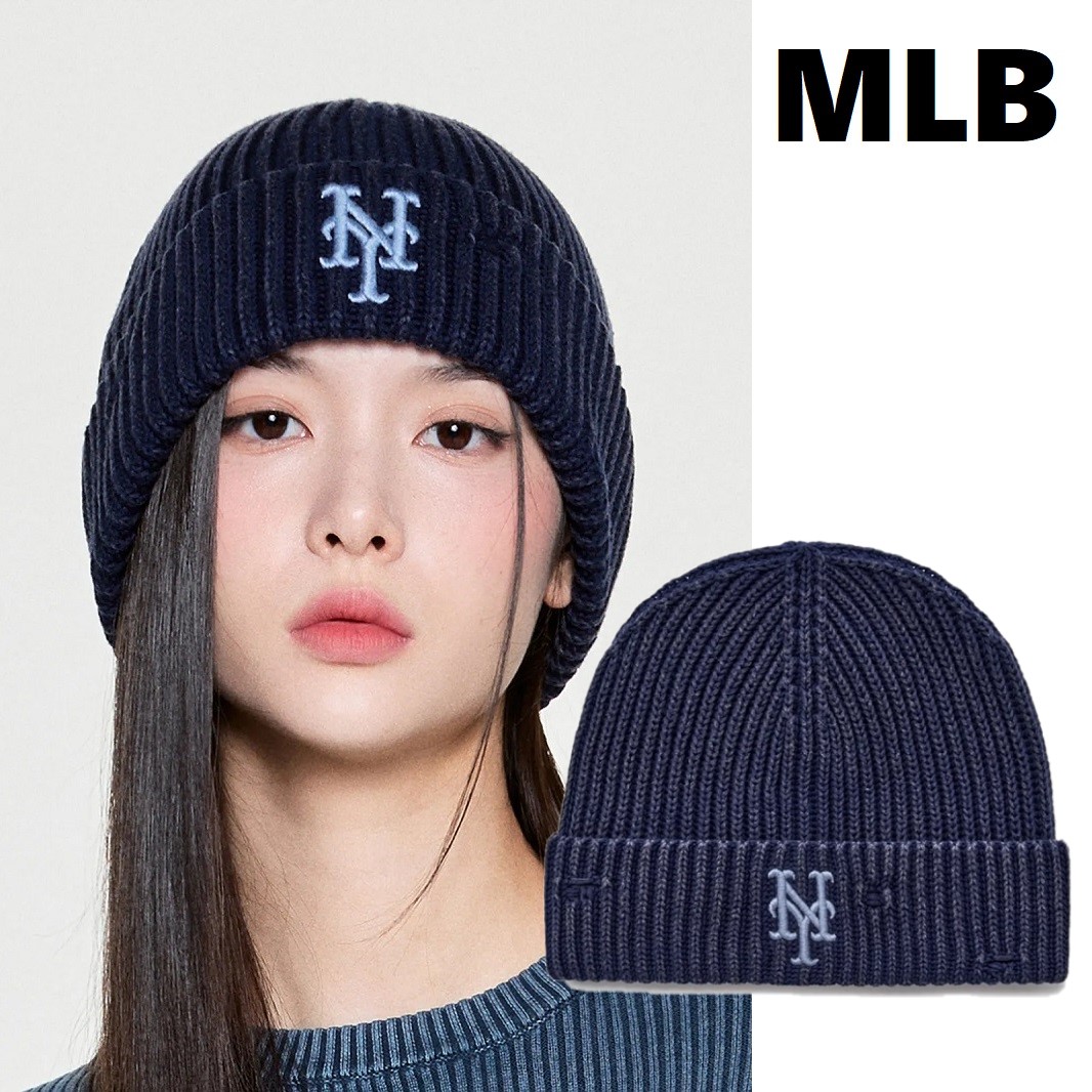 MLB（エムエルビー） Vintage Basic Beanie NYM (Navy) ヴィンテージ ベーシック ビーニー ニューヨーク・メッツ (ネイビー) 韓国ファッション 限定品 人気 完売必須 防寒 帽子 冬物 ユニセックス