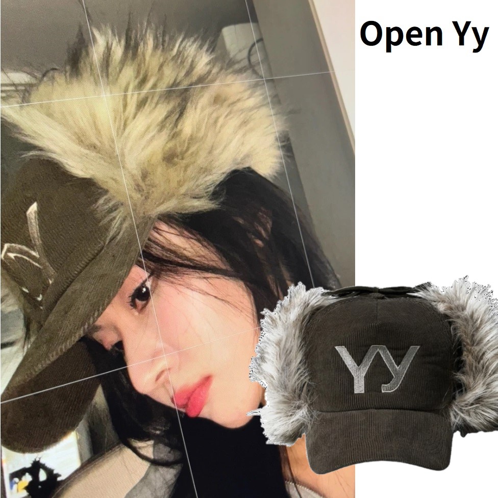 [Open Yy]（オープンワイワイ） Faux Fur Corduroy Earflap Cap Khaki フェイクファー コーデュロイ イヤーフラップ キャップ カーキ 韓国ファッション 限定品 人気 完売必須 帽子 キャップ ファー 冬物｜あさひみ