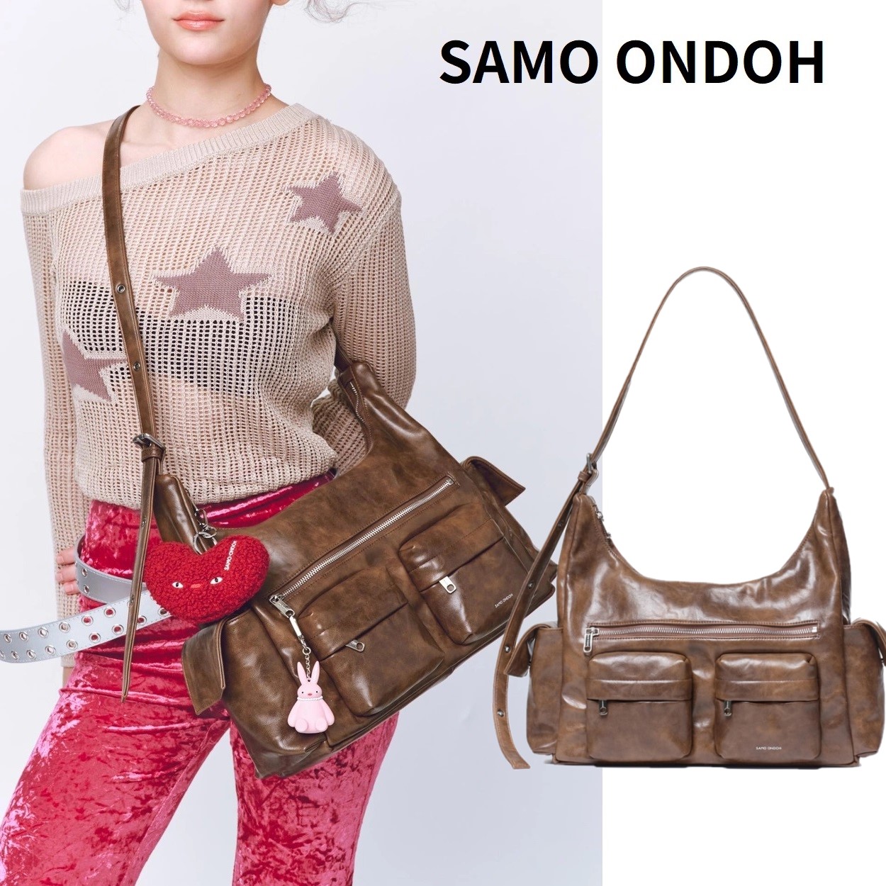 [SAMO ONDOH] pocket mug bag L baked tan ポケットマグバッグ L ベイクドタン 韓国ファッション 限定品 人気 完売必須 バッグ・カバン ショルダーバッグ ハンドバッグ レディース