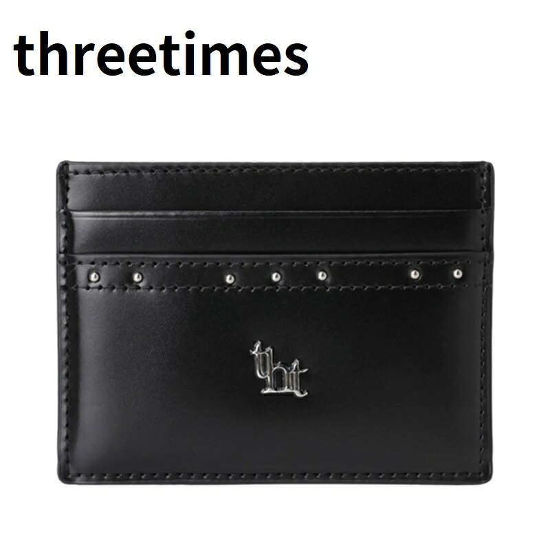 threetimes (スリータイムズ) Classic Stud Card Holder Black スリータイムズ クラシック スタッズ カードホルダー ブラック 韓国ファッション 人気 完売必須 財布 カードケース ストリート レディース アクセサリー