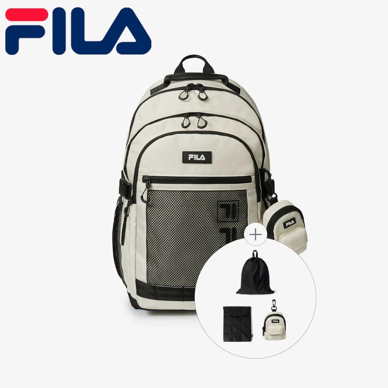 FILA (フィラ) Smart Mesh Backpack CREAM フィラ スマート メッシュ バックパック クリーム FILA 韓国ファッション バックパック リュック メッシュデザイン 収納力 通学 カジュアル スポーツミックス クリーム ユニセックス｜あさひみ
