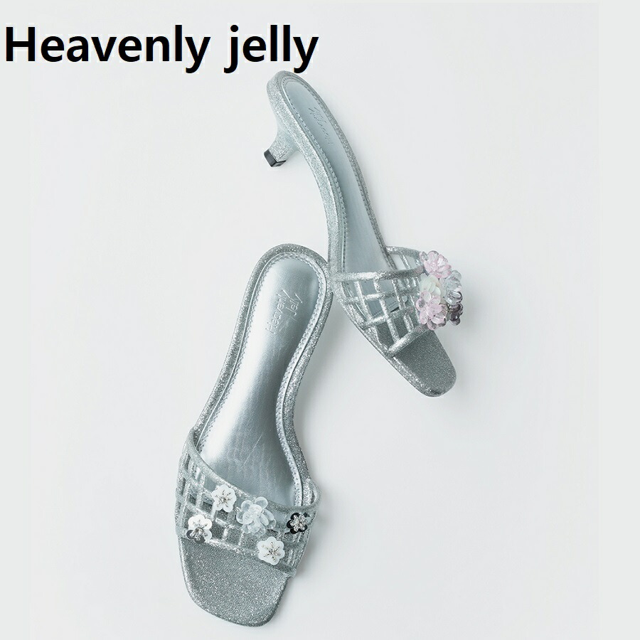 [Heavenly Jelly] [@sujiarchive SET] Classic Mule Glitter Silver Totz Set Product [ヘブンリージェリー] クラシック ミュール グリッター シルバー トッツ セット商品 韓国ファッション Heavenly Jelly ヘブンリージェリー ミュール サンダル グリッターサンダル｜あさひみ