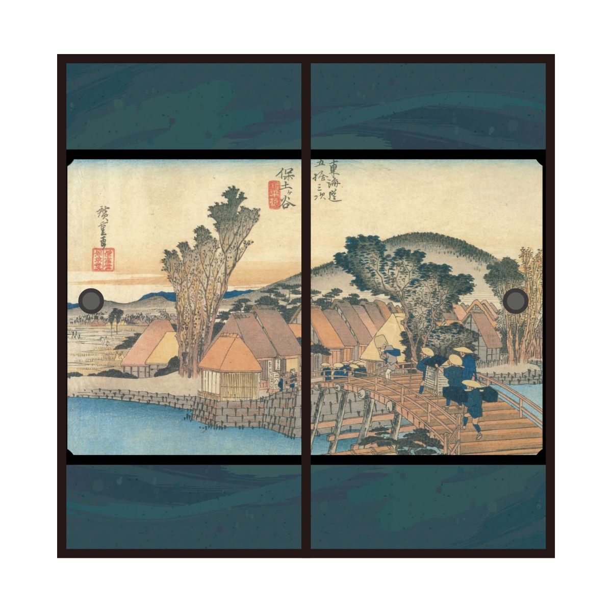 紙　木版　浮世絵A　直径74cm 東①か5-0228① 江戸 浮世絵 国綱「歌舞伎 坂東彦三郎 植木屋壱松」彩色 木版画