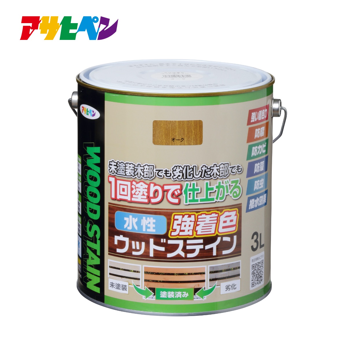 アサヒペン 水溶性強染めつけるウッドステイン（3Ｌ）