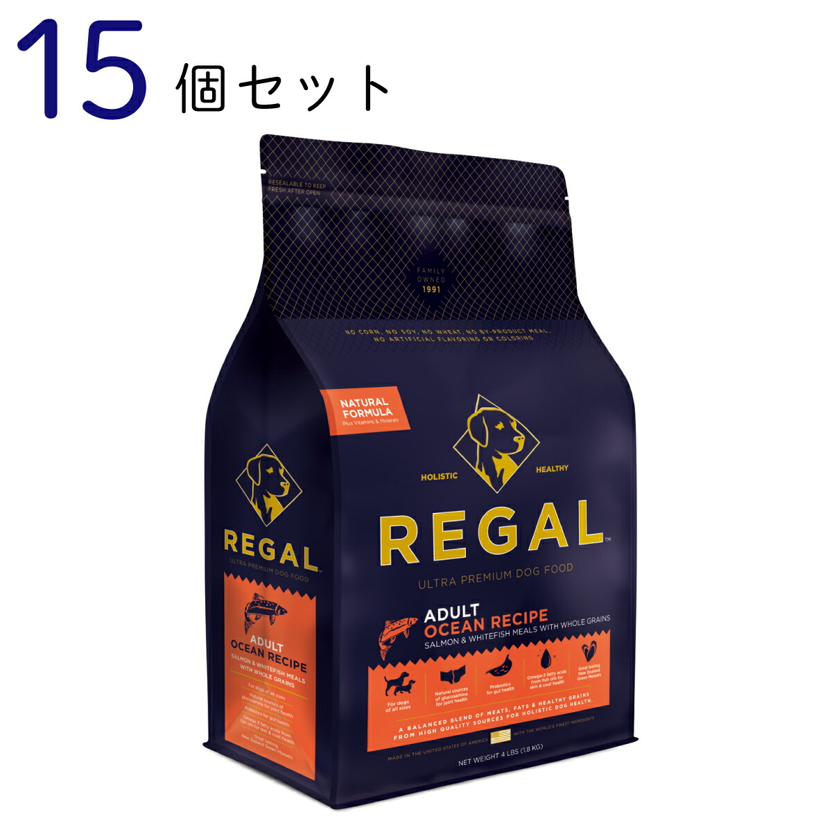 ドッグフード 成犬用 REGAL 成年者 綿津見処方せん 秋味 1.8kg 15個書き割り お取り寄せ商いものです 愛玩動物装置 愛玩動物