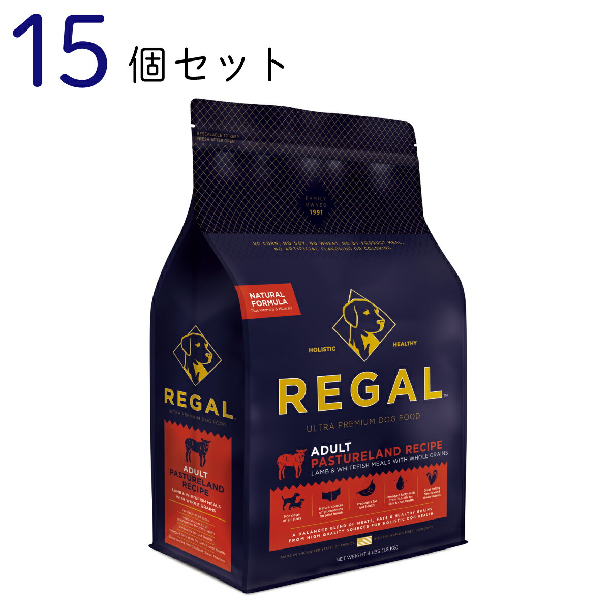 ドッグフード 成犬用 REGAL 成年者 パスチャーランドレシピ 子ヒツジ 1.8kg 15個書き割り お取り寄せ商いものです 愛玩動物装置 愛玩動物