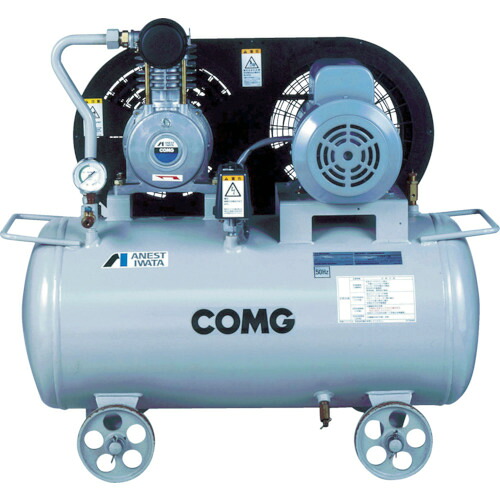 アネスト岩田 レシプロコンプレッサー(給油式) (タンクマウント・オイルタイプ) 60Hz 0.75kW 吐出空気量75L/min TLPC07BF-10M6 1台 ■▼772-5558 ※車上渡し｜プロキュアエース