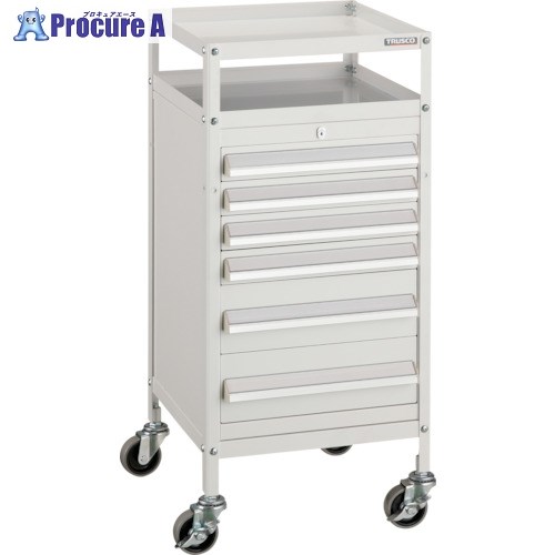 TRUSCO ミニキャビネットワゴン400X440X880LVR-541付 W MCW-541W 1台 ■▼465-2509