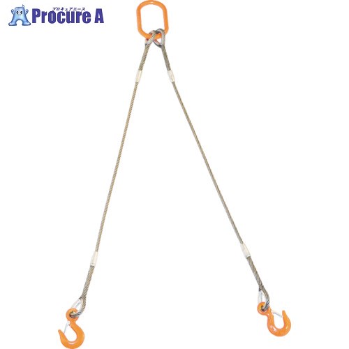 TRUSCO 2本吊りWスリング フック付き 12mmX1.5m GRE-2P-12S1.5 1S ▼819-1720