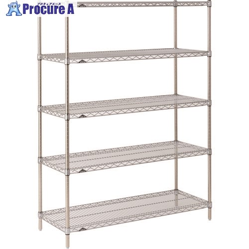 ERECTA スーパーシリーズ・ワイヤーシェルフ  間口1518mm×奥行359mm×高さ2197mm DB付 5段 AS1520･P2200W-5 1台 ■▼146-0728 【送料都度見積】