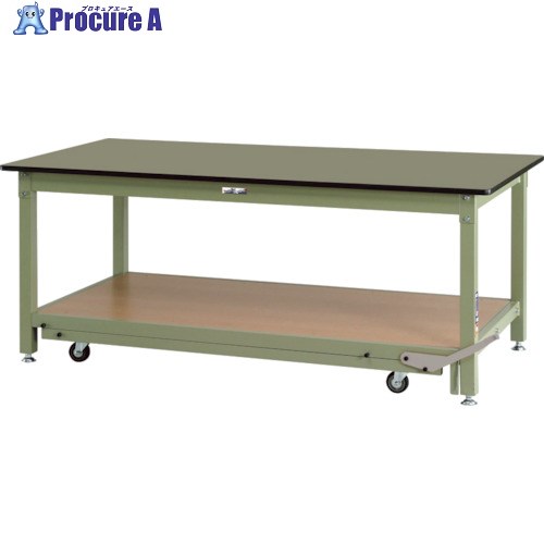 ヤマテック ワークテーブル ペダル移動タイプ(固定時800kg) W1800×D750×H728mm ヤマテックグリーン SVRF-1875-GG 1台 ■▼124-9663 |プロキュアエース