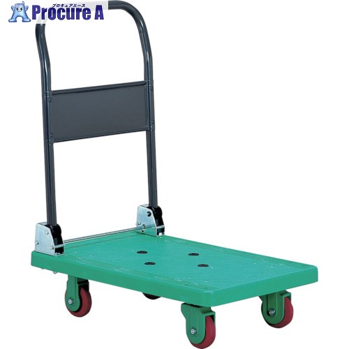 アイケー 樹脂製無音台車 折り畳みハンドルタイプ 均等荷重150kg グリーン SP101G 1台 ■▼126-4723 【送料都度見積】