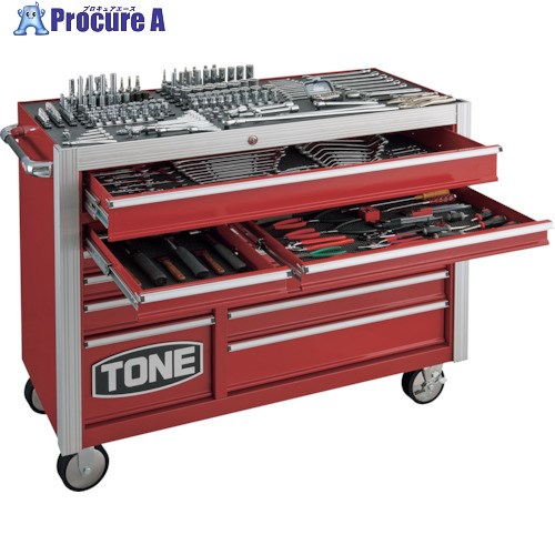 TONE 整備用工具セット ヘビーローラーキャビネットセット レッド 間口1412×奥行610×高さ1126mm 381点セット TCX990WT 1S ■▼230-4592 【代引決済不可】 ●YA513 383,437円