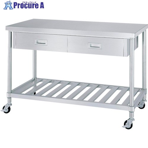 シンコー ステンレス作業台(片面引出・スノコ棚・キャスター付・SUS430)W600×D600×H800 WDSC-7545-800-SU75 1台 ■▼324-4302 ※個人宅様送り不可|プロキュアエース
