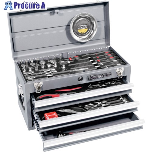 TONE 整備用工具セット ツールセット(シルバー) 間口508×奥行232×高さ302mm 69点セット TSAT353SV 1S ■▼352-4341 【代引決済不可】 ●YA513