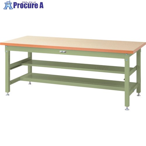 ヤマテック 重量作業台 ワークテーブル スーパータイプ 中間(半面)棚板付 1500×750×H740mm アイボリー/ヤマテックグリーン SSM-1575TS1-IG 1台 ■▼868-3257