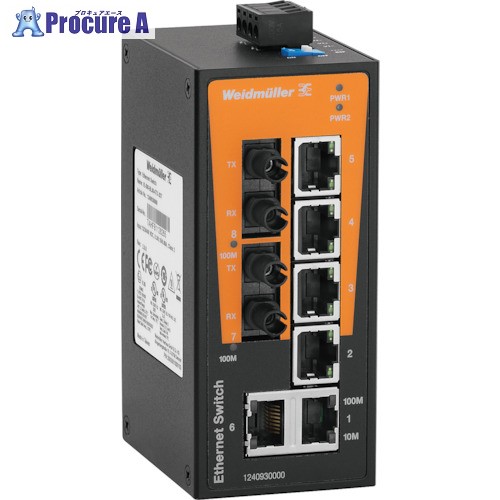 広広としたレギオモンタヌス IE-SW スイッチングHUB 8界面RJ45×6、ST×2  1240930000 IE-SW-BL08-6TX-2ST 1台 ■▼191-4168 【貨物輸送都度積もり書き】