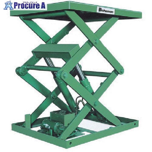 Bishamon テーブルリフト 1TON フットスイッチ 均等荷重1000kg 揚程1650mm テーブル寸法1380×900mm 2AX100BT-F 1台 ■▼133-7870 【送料都度見積】※車上渡し