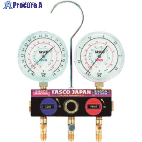 タスコ R404A R407C R507A R134a用ボールバルブ式ゲージマニホールド TA124EK-1 1個 ■▼143-0633 【送料都度見積】
