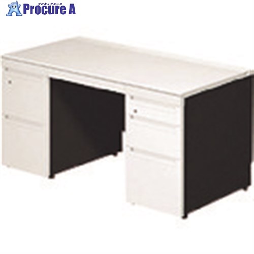 PLUS 673568)ステージオ 両袖机 ST-F147L-43 WS/BK ST-F147L-43 WS/BK 1台 ■▼209-5443 【貨物輸送都度積もり書き】
