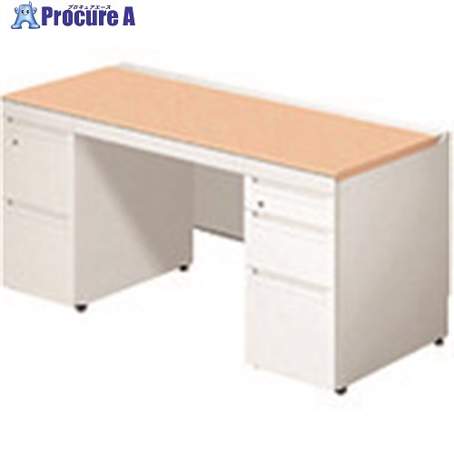 PLUS 674413)ステージオ 両袖机 ST-F147L-33 WM/W ST-F147L-33 WM/W 1台 ■▼210-3321 【貨物輸送都度積もり書き】