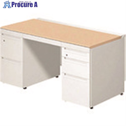 PLUS 674410)ステージオ 両袖机 ST-F147L-43 WM/W ST-F147L-43 WM/W 1台 ■▼210-4860 【貨物輸送都度積もり書き】