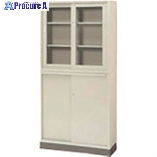 PLUS 18453)KR 引違い書庫(ガラス戸) SG-303R LGY SG-303R LGY 1台 ■▼210-6307 【送料都度見積】