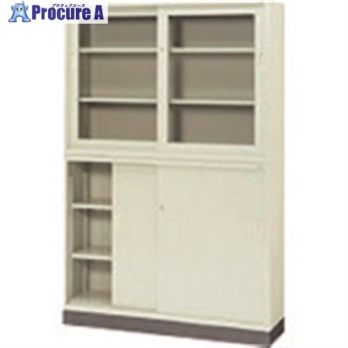 PLUS 18457)KR 引違い書庫(ガラス戸) SG-403RS LGY SG-403RS LGY 1台 ■▼210-9402 【送料都度見積】｜プロキュアエース