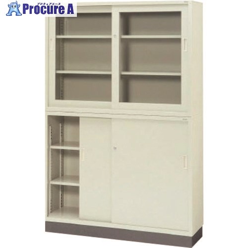 PLUS 18471)KR 引違い書庫(ガラス戸) SG-453R LGY SG-453R LGY 1台 ■▼211-1450 【送料都度見積】