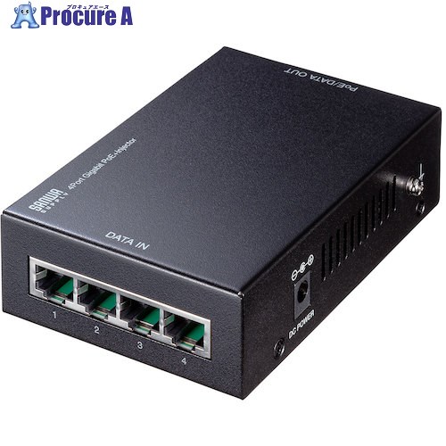 SANWA PoEインジェクター(4ポート対応) LAN-GIHINJ3 1台 ■▼246-5164 ※個人宅様送り不可|プロキュアエース