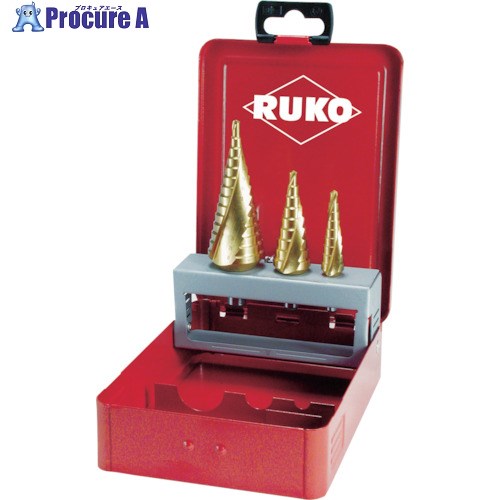 RUKO 2枚刃スパイラルステップドリルセット 3本組 チタン 101026T 1S ▼765-9512 ｜プロキュアエース