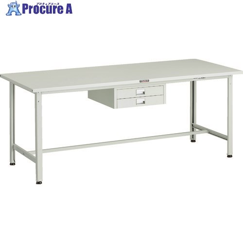 TRUSCO 軽荷重作業台(300kg)AE型 1800X750XH740 薄型2段引出し付 ホワイト色 SAE-1800UDC2 W 1台 ■▼183-3877