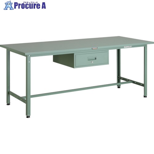 TRUSCO 軽荷重作業台(300kg)AE型 1800X750XH740 1段引出付 グリーン色 SAE-1800F1 (ｽﾁｰﾙﾃﾝﾊﾞﾝ) 1台 ■▼289-1433 ｜プロキュアエース