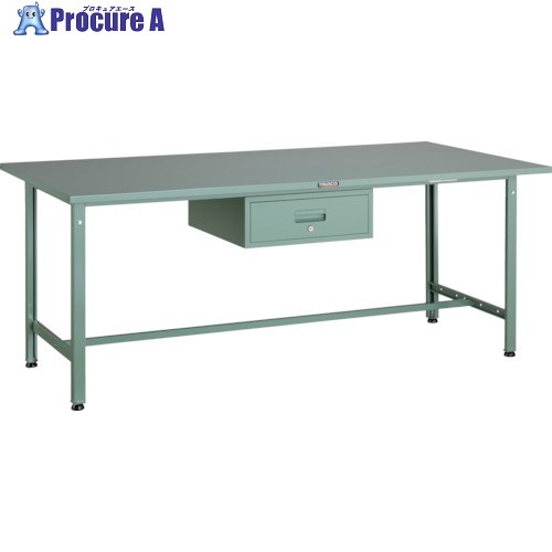 TRUSCO 軽荷重作業台(300kg)AE型 1800X900XH740 1段引出付 グリーン色 SAE-1809F1 (ｽﾁｰﾙﾃﾝﾊﾞﾝ) 1台 ■▼289-1441