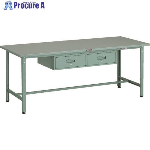 TRUSCO 軽荷重作業台(300kg)AE型 1800X750XH740 2列引出し付 グリーン色 SAE-1800FL2 1台 ■▼289-1492 ｜プロキュアエース