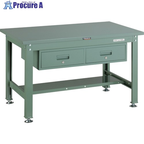 TRUSCO 中掛け目御役目台(1200kg)HW型 1200X750XH740 2列引出付 緑であること色 緑 SHW-1200FL2 GN(ｸﾞﾘｰﾝ)(2ﾚﾂﾋｷﾀﾞｼ) 1台 ■▼289-1859