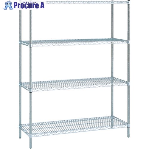 ERECTA スーパーシリーズ・ステンレスワイヤーシェルフ 間口1518mm×奥行613mm×高さ1892mm(PS) DB付 4段 SLS1520PS1900W4 1台 ■▼456-5118 【送料都度見積】|プロキュアエース