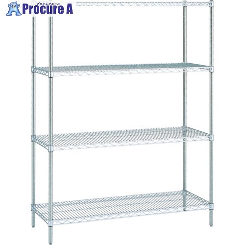 ERECTA スーパーシリーズ・ステンレスワイヤーシェルフ 間口1212mm×奥ぶかさ460mm×高さ1892粍(なおなお書き) DB付 4段 SMS1220なおなお書き1900W4 1台 ■▼456-5231 【貨物輸送都度積もり書き】 バス用品-日用品雑貨・文房具・手芸-整理棚・ラック