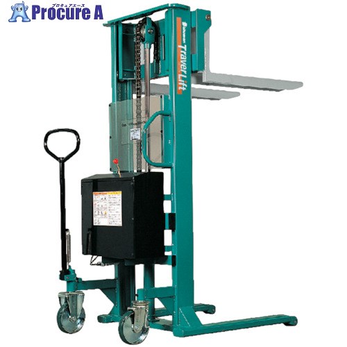 Bishamon フォーク式リフター トラバーリフト(バッテリー上昇式) 均等荷重800kg 充電時間約7時間 フォーク寸法1000×125mm ストローク1500mm ST80E 1台 ■▼460-5586 【送料都度見積】 ※車上渡し