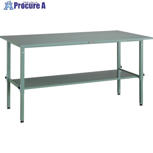 TRUSCO 軽荷重作業台高さ調節式(150kg)AEM型 1800X900XH650～950 下棚2枚付 グリーン色 SAEM-1809LT2 1台 ■▼467-2879 ｜プロキュアエース