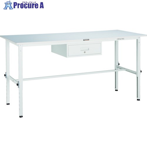 TRUSCO 軽荷重作業台高さ調節式(150kg)AEM型 900X600XH650~950 1段引出付 グリーン色 SAEM-0960F1 1台 ■▼770-3384