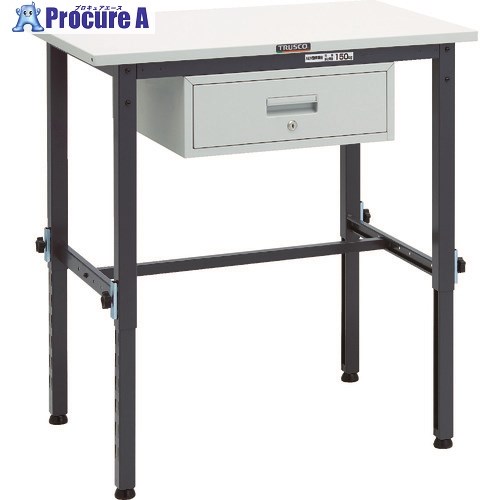 TRUSCO 軽荷重作業台高さ調節式(150kg)AEM型 900X600XH650～950 1段引出付 ダークグレー色 SAEM-0960F1 DG 1台 ■▼868-8759