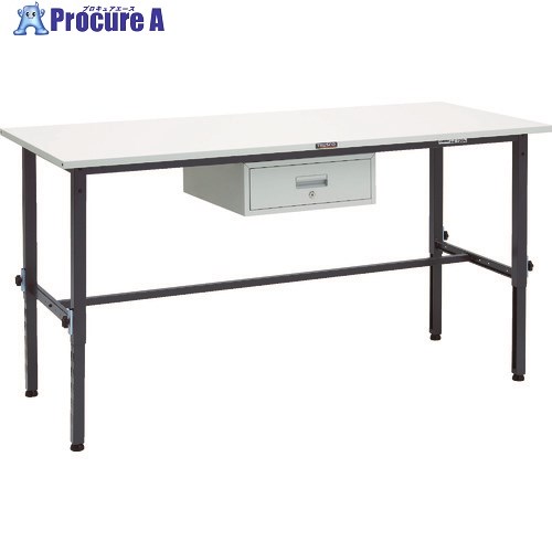TRUSCO 軽荷重作業台高さ調節式(150kg)AEM型 1800X750XH650～950 1段引出付 ダークグレー色 SAEM-1800F1 DG 1台 ■▼868-8768 ｜プロキュアエース