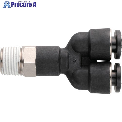潤工社 ワンタッチ継手Mシリーズ メールYコネクター 8mm PT1/8 PYCM-8-PT1/8-PM 40個 ■▼572-9134 【送料都度見積】|プロキュアエース