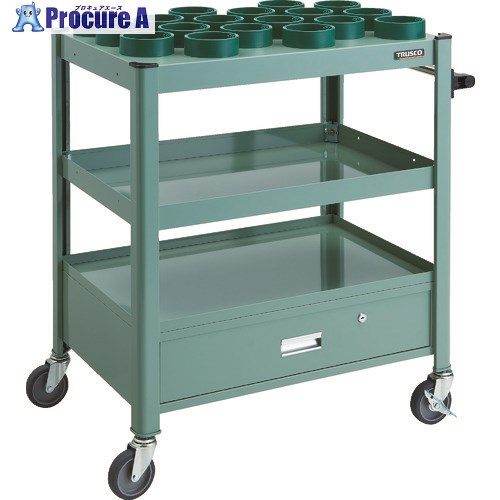 TRUSCO TCW型ツーリングワゴン HSK100A BT50 NT50 18個 引出し付 GN色 TCW-TD02DA-GN 1台 ■▼114-8809