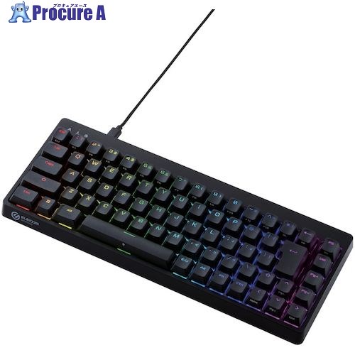 ELECOM ゲーミングキーボード V custom 有線 メカニカル 65％サイズ 銀軸 RGB ブラック TK-VK300SBK 1個 ■▼479-6914