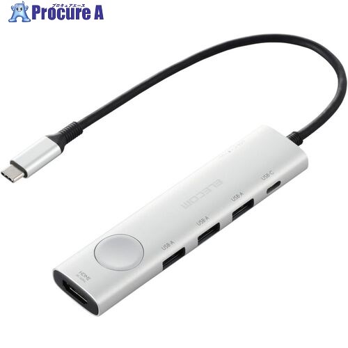 ELECOM Type-Cドッキングステーション 画面オンオフスイッチ付 USB PD シルバー DST-S060BPSV 1個 ■▼694-0122