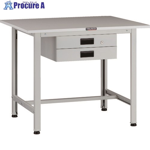 TRUSCO 軽荷重作業台(200kg)AO型 900X750XH740 薄型2段引出付 ホワイト色 AOR-0975UDK2 1台 ■▼137-1702